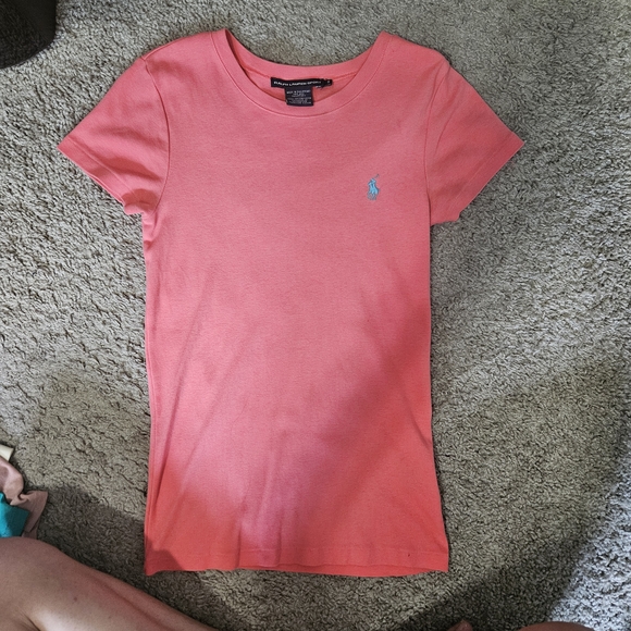 Ralph Lauren Pink Tee with Blue Emblem - Picture 1 of 3